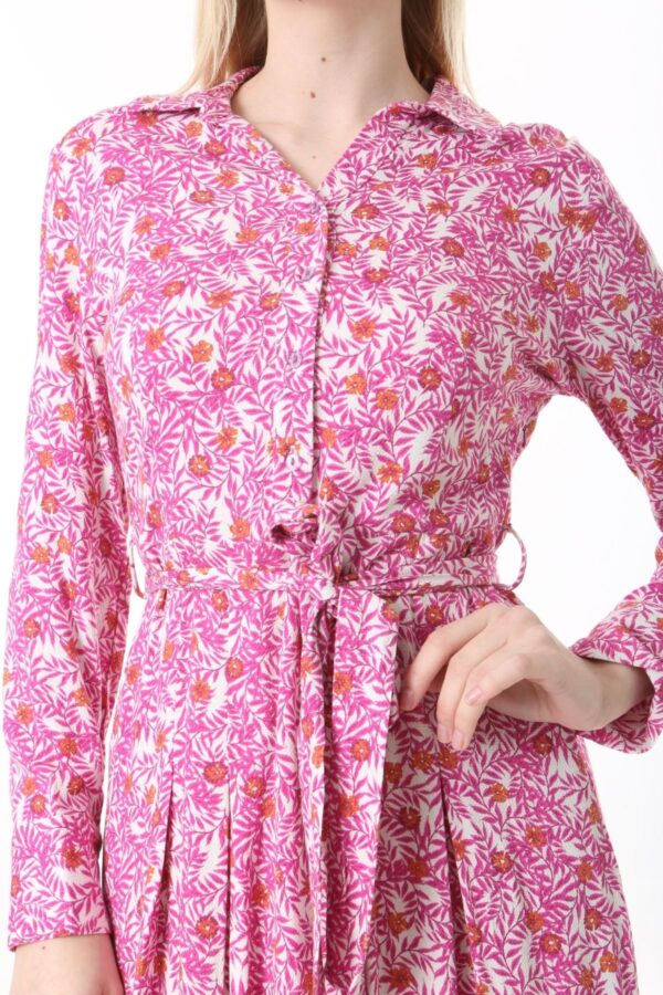 Long Sleeved Dress with Tie Front and Side Hip Zipper