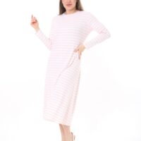 Long Round Necked Cotton/Polyester Maxi Dress