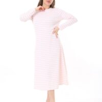 Long Round Necked Cotton/Polyester Maxi Dress