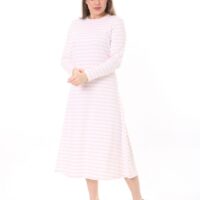 Long Round Necked Cotton/Polyester Maxi Dress