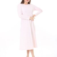 Long Round Necked Cotton/Polyester Maxi Dress
