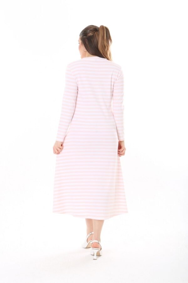 Long Round Necked Cotton/Polyester Maxi Dress