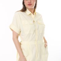 100% Cotton Short Sleeve Jumpsuit, w/ Pockets