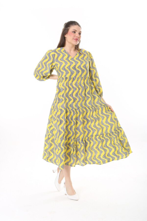 5 Long Sleeve Elasticated Cuf midi Dress