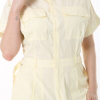 100% Cotton Short Sleeve Jumpsuit, w/ Pockets