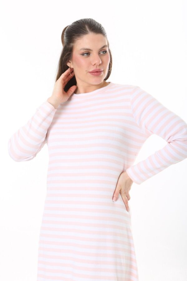 Long Round Necked Cotton/Polyester Maxi Dress