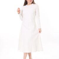 Long Round Necked Cotton/Polyester Maxi Dress