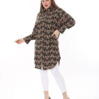 Long Linen womans Tunic shirt blouse with cuffs and collar