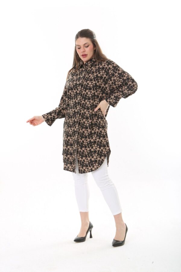 Long Linen womans Tunic shirt blouse with cuffs and collar