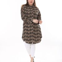 Long Linen womans Tunic shirt blouse with cuffs and collar