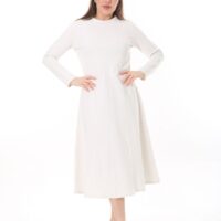 Long Round Necked Cotton/Polyester Maxi Dress