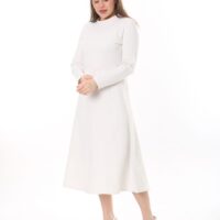 Long Round Necked Cotton/Polyester Maxi Dress