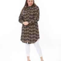 Long Linen womans Tunic shirt blouse with cuffs and collar