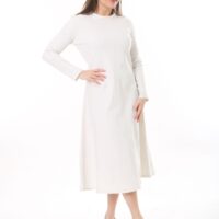 Long Round Necked Cotton/Polyester Maxi Dress