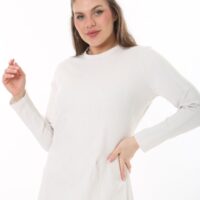 Long Round Necked Cotton/Polyester Maxi Dress