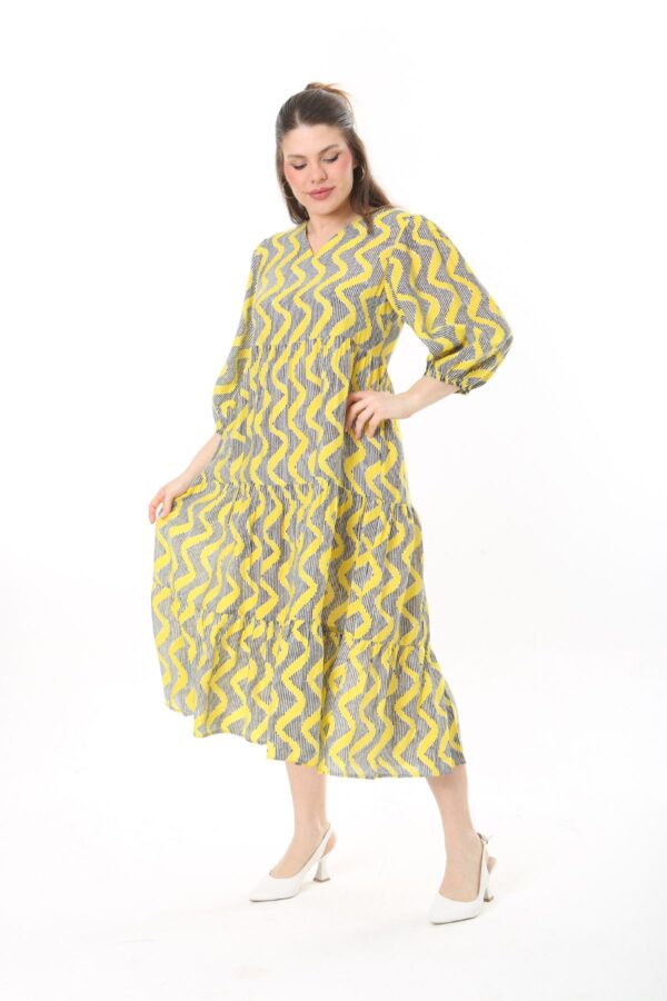6 Long Sleeve Elasticated Cuf midi Dress