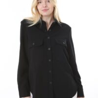 Black Poly Viscose unlined Jacket with Pockets