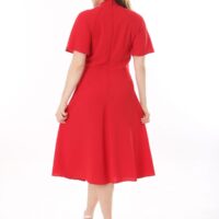 Angel Sleeved Halter Neck Dress with Flared Waist and Keyhole Neck Unlined polyester Dress