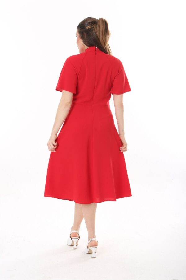 Angel Sleeved Halter Neck Dress with Flared Waist and Keyhole Neck Unlined polyester Dress