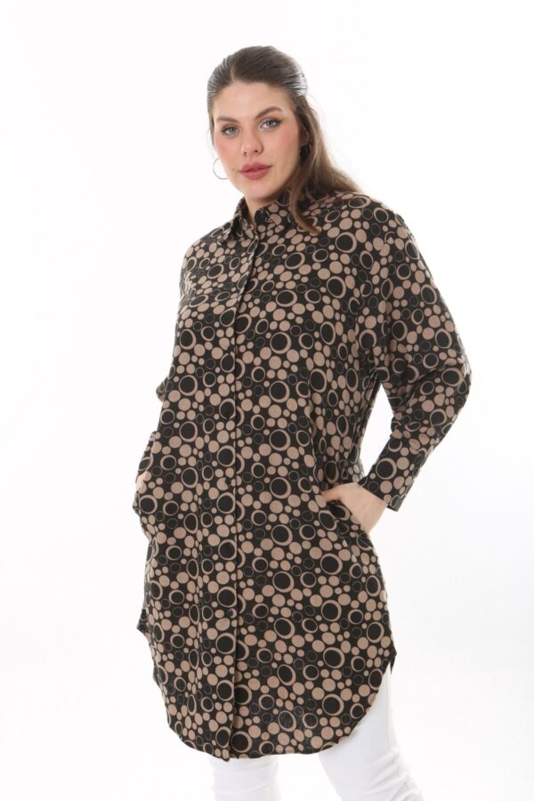 Long Linen womans Tunic shirt blouse with cuffs and collar