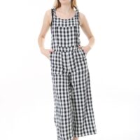 Tie Shoulder Patch Pocket 3 Quarter Jumpsuit