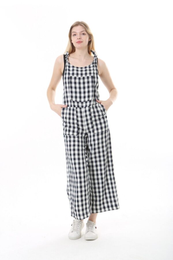 Tie Shoulder Patch Pocket 3 Quarter Jumpsuit