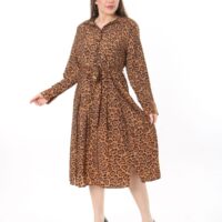 Long Sleeved Dress with Tie Front and Side Hip Zipper