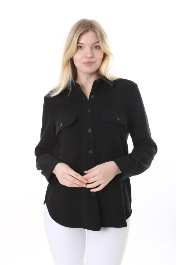 xr:d:DAGCgREvofI:12,j:615166317609252104,t:24041517 Black Poly Viscose unlined Jacket with Pockets