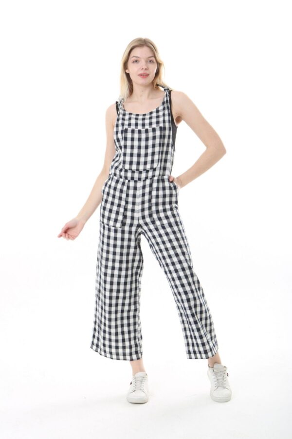 Tie Shoulder Patch Pocket 3 Quarter Jumpsuit