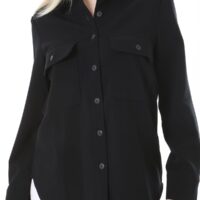 Black Poly Viscose unlined Jacket with Pockets