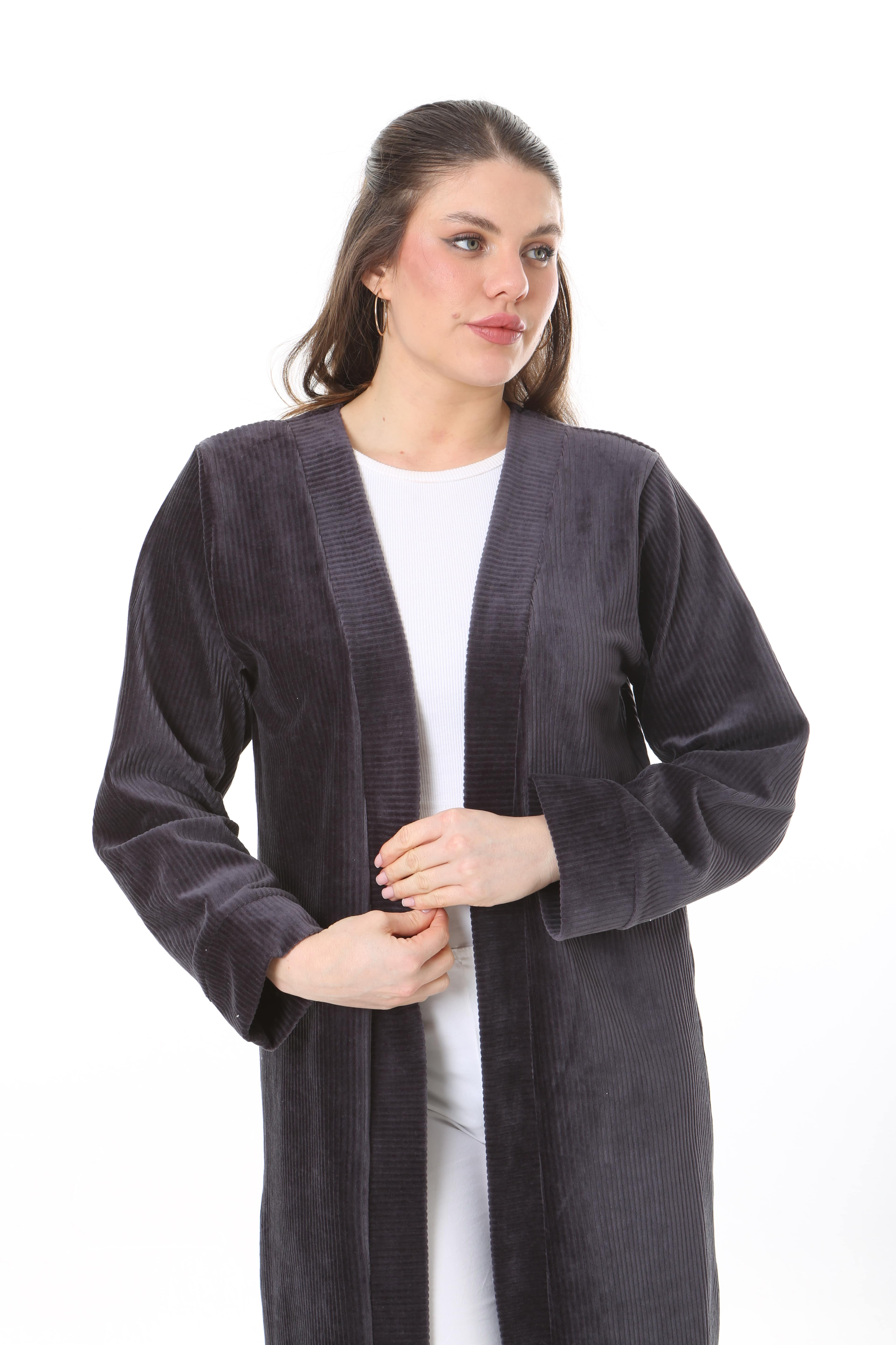 Velvet Ribbed Long Cardigan