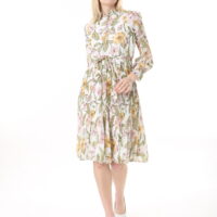 Women's Lined Chiffon Sunray Pleated KNEE LENGHT Dress with Tie Back 115 CM