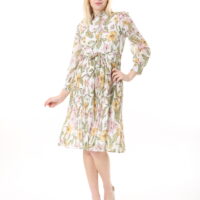 Women's Lined Chiffon Sunray Pleated KNEE LENGHT Dress with Tie Back 115 CM
