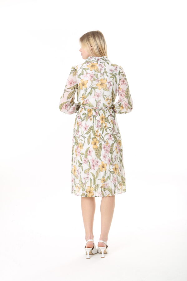 Women's Lined Chiffon Sunray Pleated KNEE LENGHT Dress with Tie Back 115 CM