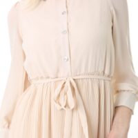 Women's Lined Chiffon Crystal Pleated Midi Dress with Tie Back 123 CM