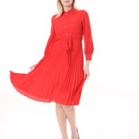 Women's  Georgette Sunray Pleated Midi Unlined Dress with Tie Back 123 CM