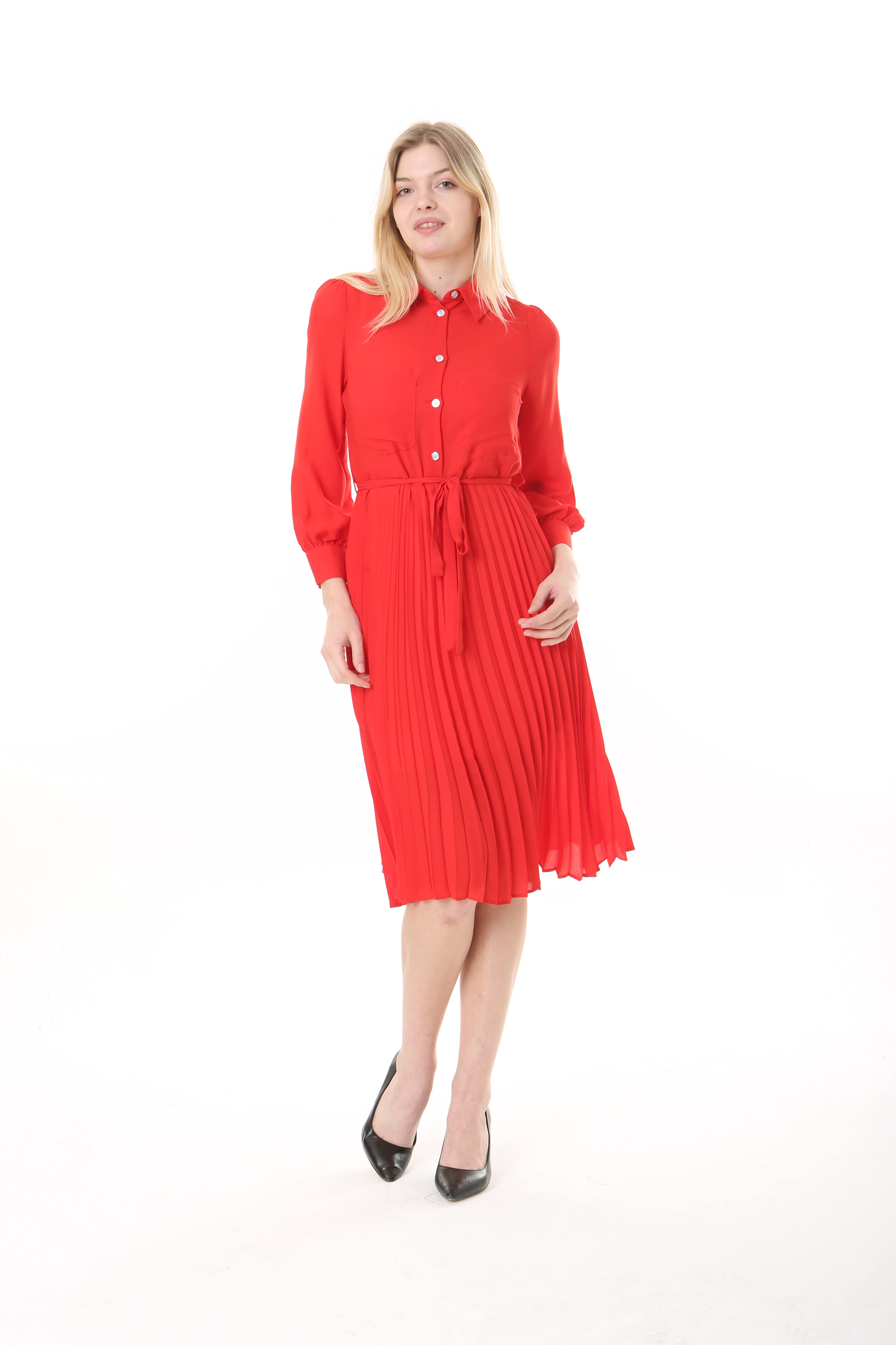IMG_103490-min Women's Georgette Sunray Pleated Midi Unlined Dress with Tie Back 123 CM