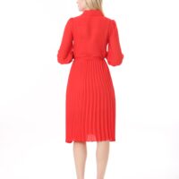Women's  Georgette Sunray Pleated Midi Unlined Dress with Tie Back 123 CM