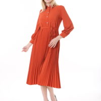 Women's  Georgette Sunray Pleated KNEE LENGHT Unlined Dress with Tie Back 115 CM