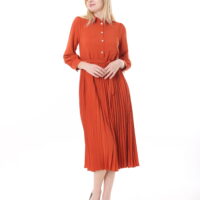 Women's  Georgette Sunray Pleated KNEE LENGHT Unlined Dress with Tie Back 115 CM